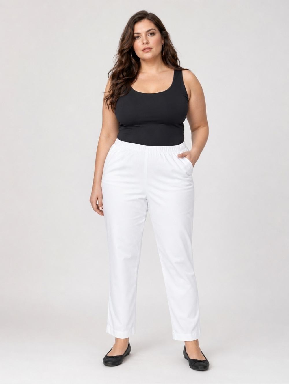 Alia | White Pull-On Straight Leg Pants
